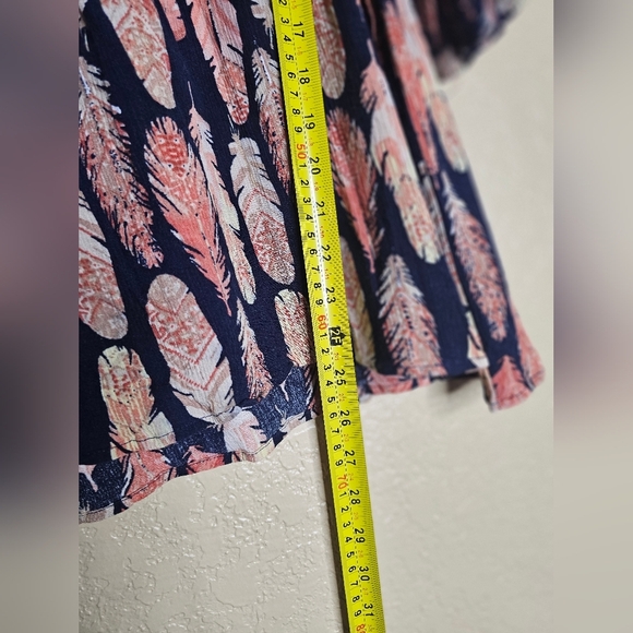 AGNESS & DORA Sway BohoTop Sz‎ M black & Orange Floral Ruffled 3/4 Flare Sleeves - Picture 5 of 8